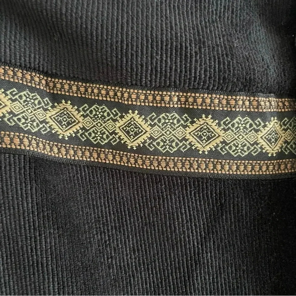 Celestial Blue Black Corduroy Ribbon Detail High Rise Loose Leg Pant Women’s Med - Picture 5 of 12